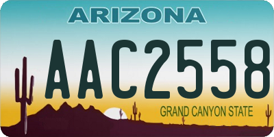 AZ license plate AAC2558