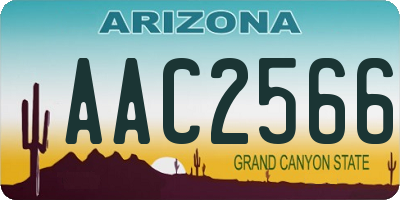 AZ license plate AAC2566