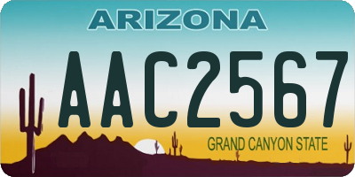 AZ license plate AAC2567