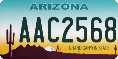 AZ license plate AAC2568