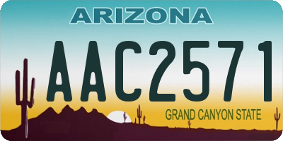 AZ license plate AAC2571