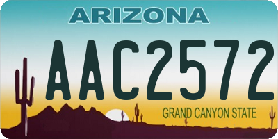 AZ license plate AAC2572