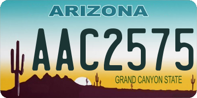 AZ license plate AAC2575