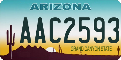 AZ license plate AAC2593