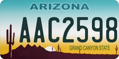 AZ license plate AAC2598