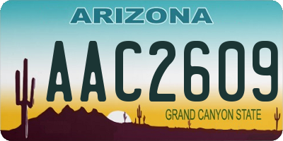 AZ license plate AAC2609