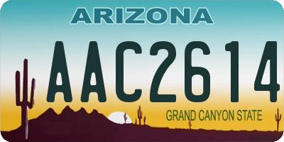 AZ license plate AAC2614