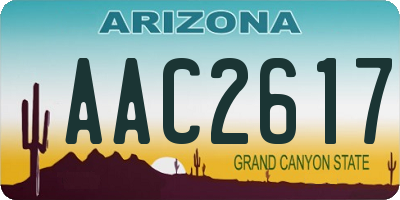 AZ license plate AAC2617