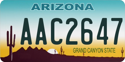 AZ license plate AAC2647