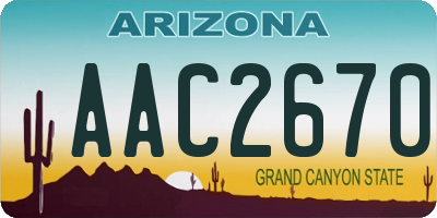 AZ license plate AAC2670