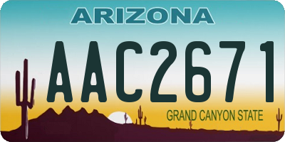 AZ license plate AAC2671