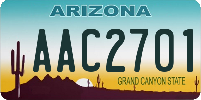 AZ license plate AAC2701