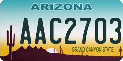 AZ license plate AAC2703