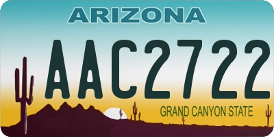 AZ license plate AAC2722