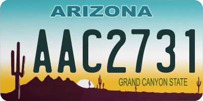 AZ license plate AAC2731