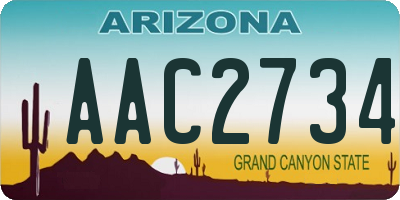 AZ license plate AAC2734