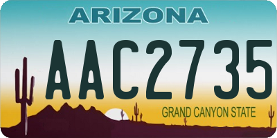 AZ license plate AAC2735