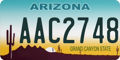 AZ license plate AAC2748