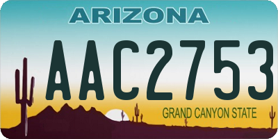AZ license plate AAC2753