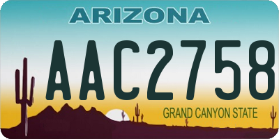 AZ license plate AAC2758