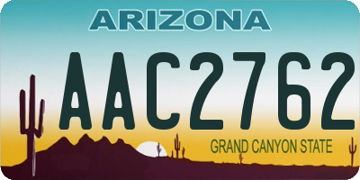 AZ license plate AAC2762