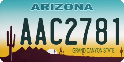 AZ license plate AAC2781