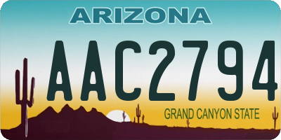 AZ license plate AAC2794