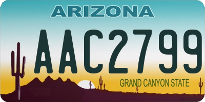 AZ license plate AAC2799