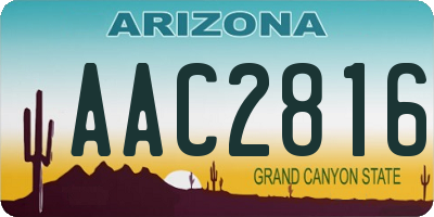 AZ license plate AAC2816