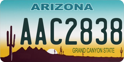 AZ license plate AAC2838