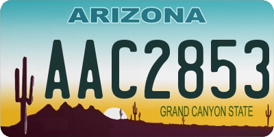 AZ license plate AAC2853