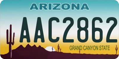 AZ license plate AAC2862