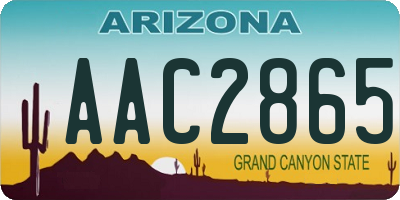 AZ license plate AAC2865