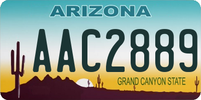 AZ license plate AAC2889