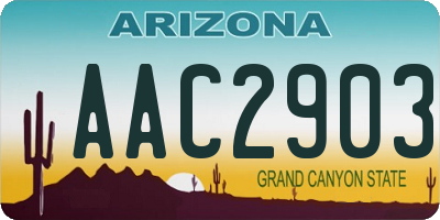 AZ license plate AAC2903