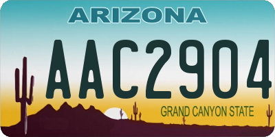 AZ license plate AAC2904