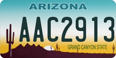 AZ license plate AAC2913