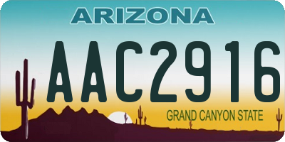 AZ license plate AAC2916