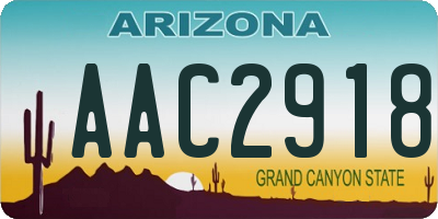 AZ license plate AAC2918