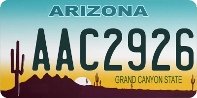 AZ license plate AAC2926