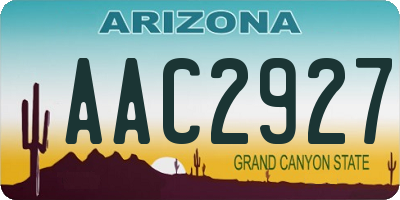 AZ license plate AAC2927