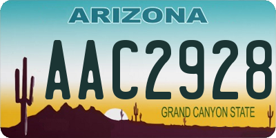 AZ license plate AAC2928