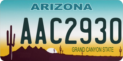 AZ license plate AAC2930