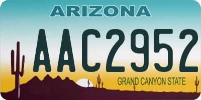 AZ license plate AAC2952