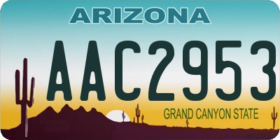 AZ license plate AAC2953