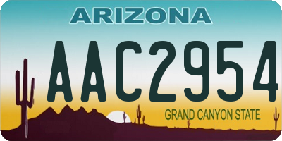 AZ license plate AAC2954