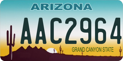 AZ license plate AAC2964