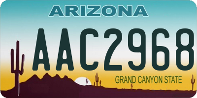 AZ license plate AAC2968