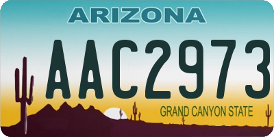 AZ license plate AAC2973