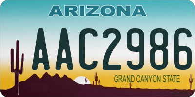 AZ license plate AAC2986